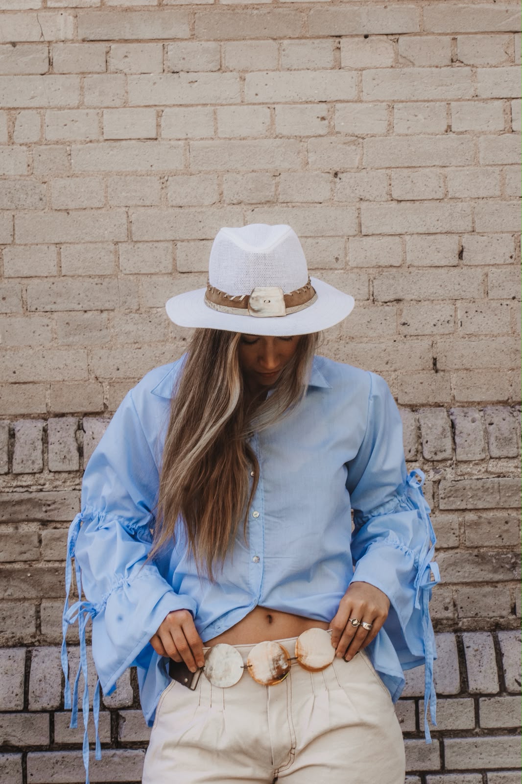 Camisa Sureña con lazos Celeste