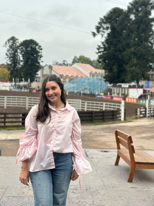 Camisa Sureña con lazos Rosada