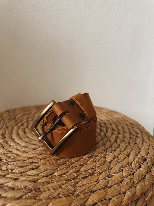 Cinto clásico 3 cm – Camel liso, hebilla cuadrada