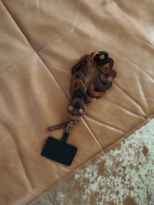 Correa para celular corta – camel + choco + tostado