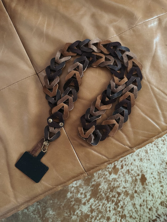 Correa para celular larga – choco + tostado + visón + choco jaspeado
