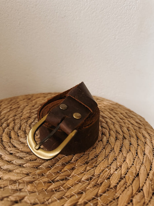 Cinto clásico 3 cm – Chocolate liso, hebilla clásica chica
