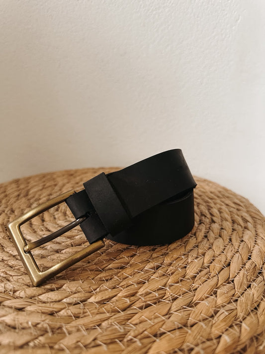 Cinto clásico 3 cm – Negro liso, hebilla cuadrada