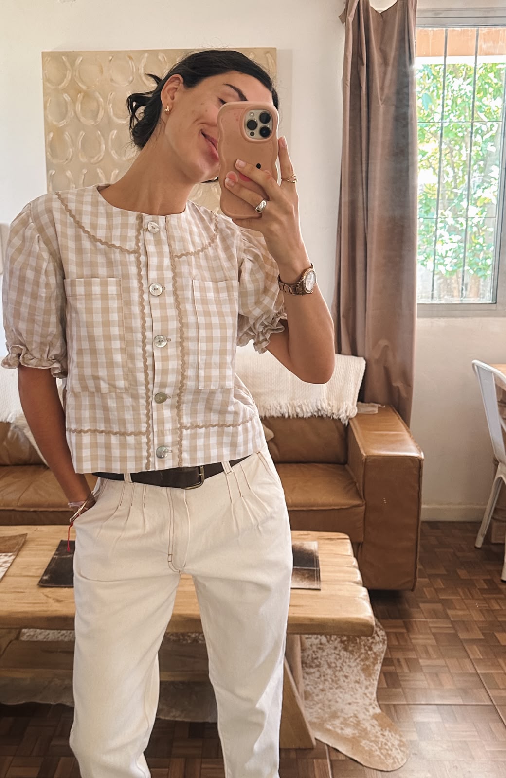Blusa cuadrillé hecha a mano, edición única — Las Ruanas — imagen 3