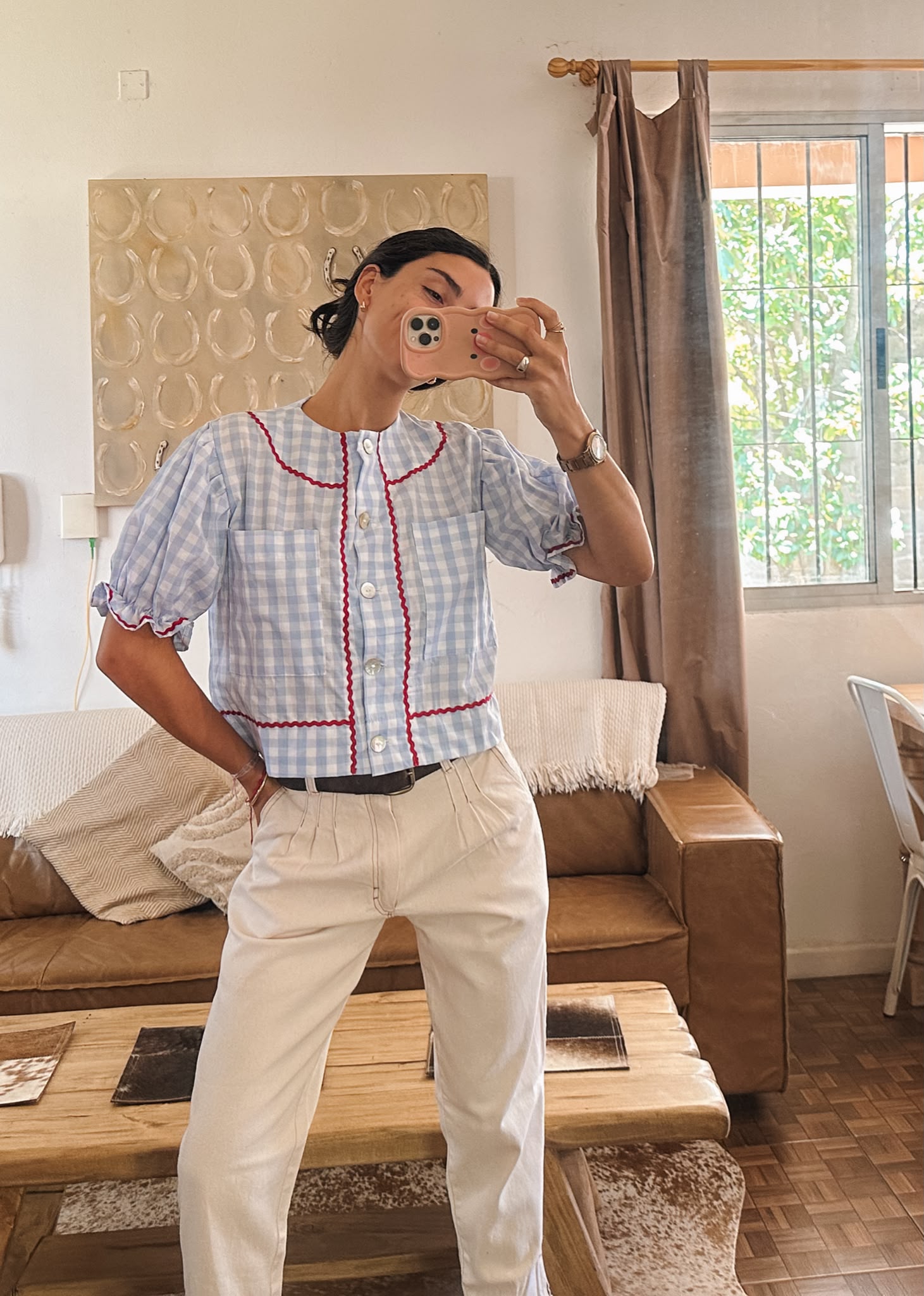 Blusa cuadrillé hecha a mano, edición única — Las Ruanas