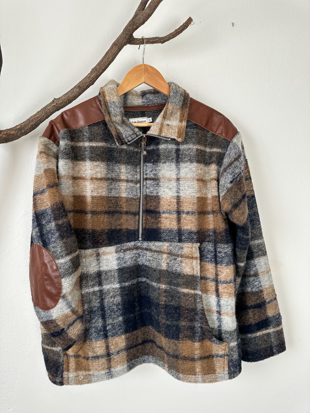 Buzo Tano de cuero y paño de lana hecho a mano, edición única, talle 1 (ref. TA-0006) — Las Ruanas