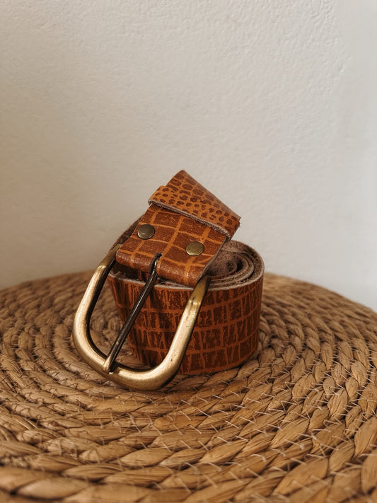 Cinto clásico – Camel croco, hebilla clásica